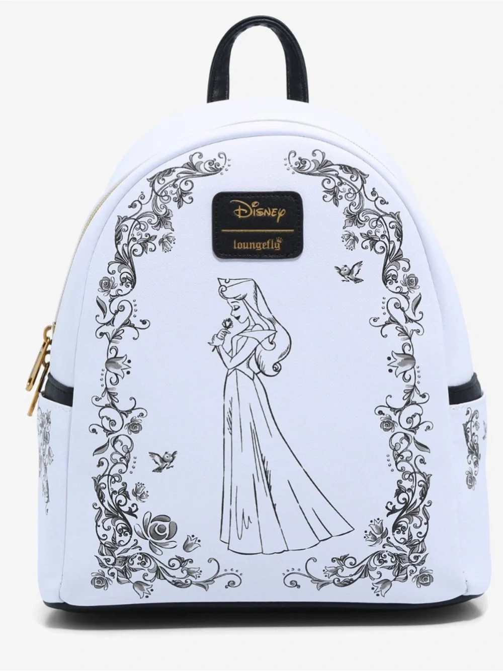 Loungefly White and Black Princess Sketch Mini Backpack